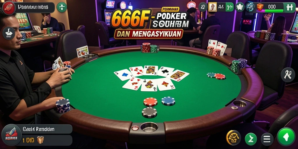 Tampilan gameplay utama dari aplikasi poker 666F yang mengasyikkan.