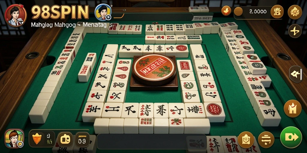 Tampilan gameplay seru dalam permainan Mahjong 98SPIN.