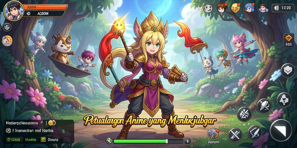 Tampilan gameplay A200M yang penuh warna dan dinamis.