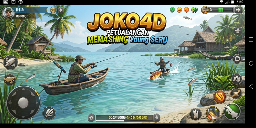 Screenshot gameplay JOKO4D menampilkan momen seru saat menangkap ikan.