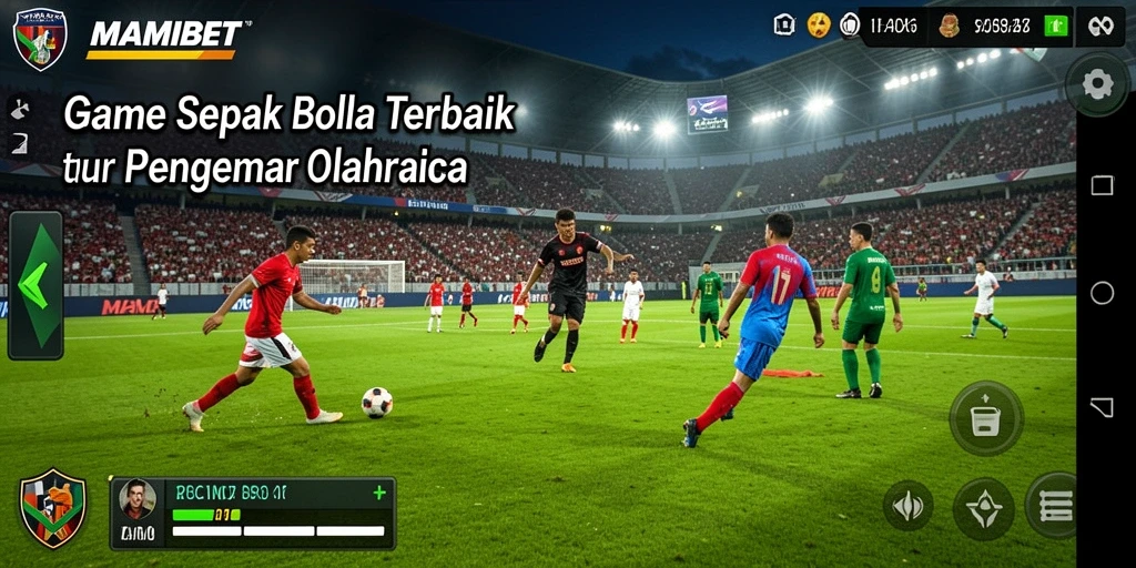 Tampilan gameplay MAMIBET yang mendebarkan dengan aksi sepak bola yang intens.