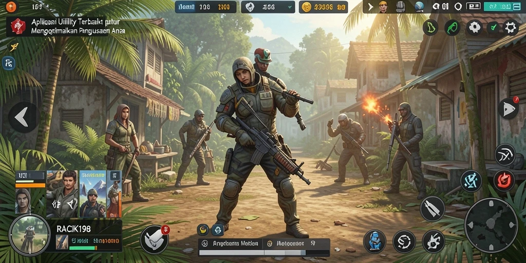 Screenshot utama aplikasi RACIK198 dengan berbagai fitur Utility.